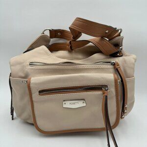 Rosetti Bag Womens Beige Tan Pebbled Leather Shoulder Hobo Satchel Zip Everyday